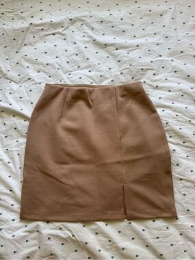 Beige formal pencil skirt
